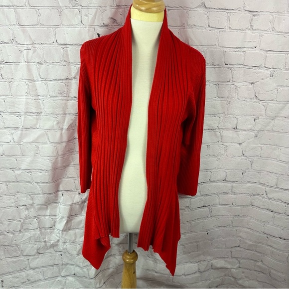 once again Red Open Front Women's Sweater cardigan sz L classic colorful - Picture 1 of 7
